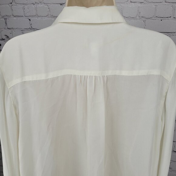 Chico's Ivory White Semi Sheer Button Up Roll Tab Long Sleeve Shirt Top 2 US 12 - Picture 7 of 14